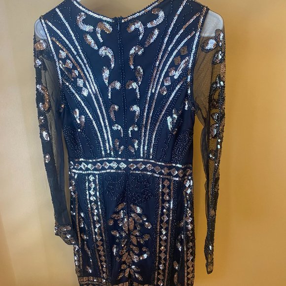 Minuet Blue Sequin Cocktail Dress - Picture 3 of 4